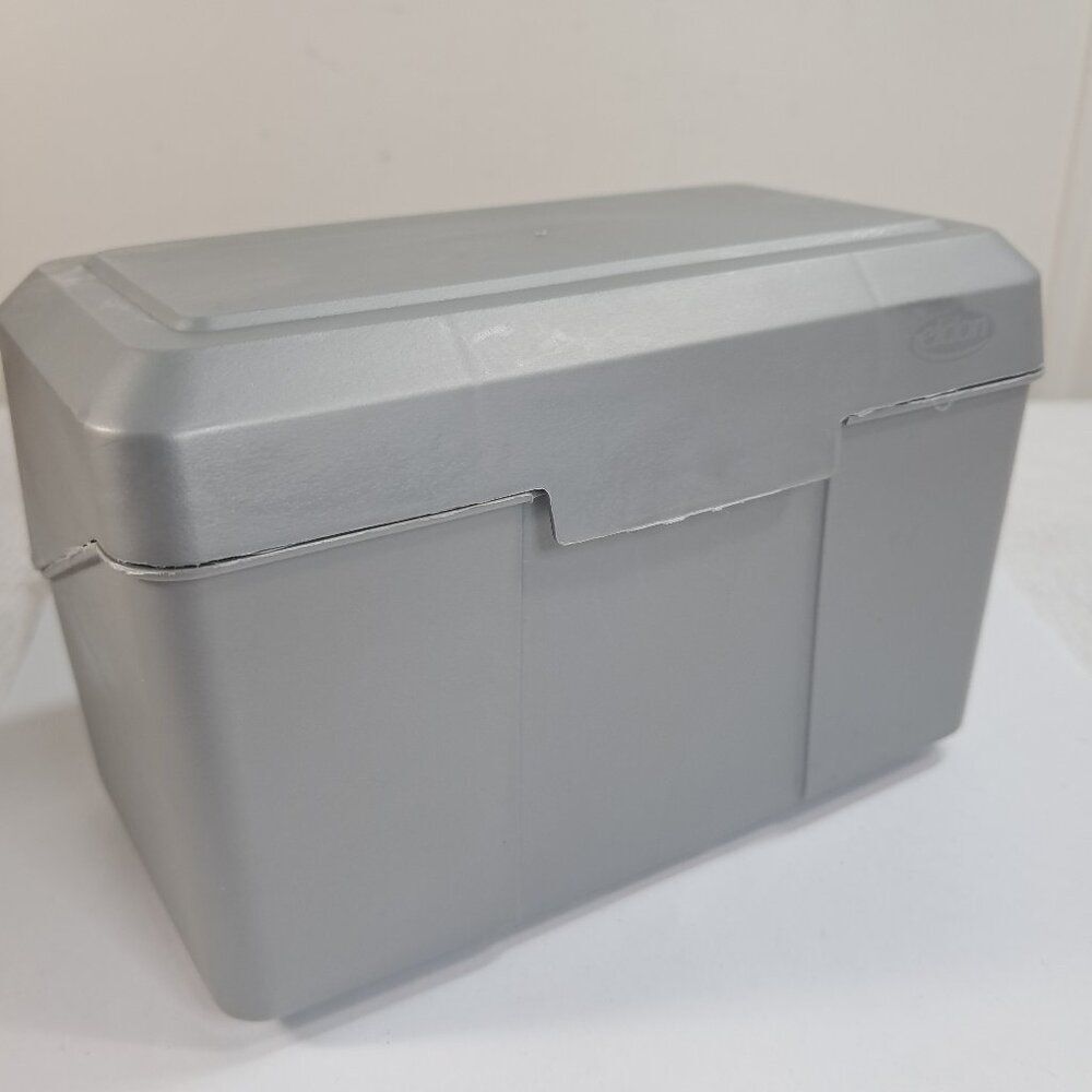 Vintage Eldon 3x5" File Card Recipe Storage Box USA silver grey gray‎ plastic